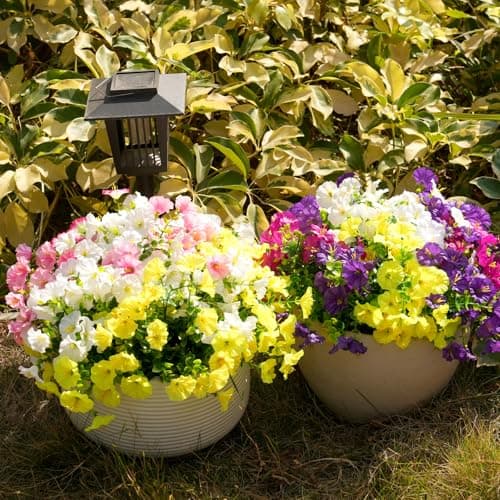 Fanfantoey Artificial Silk Morning Glory Faux Flowers for Porch Patio Gardens Home Decor, 4 Mixed - Thumbnail 4