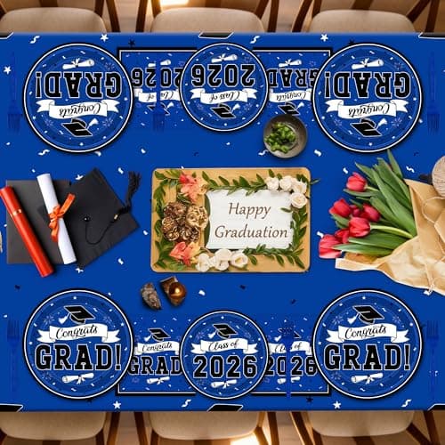 122 Pcs Graduation Decorations 2026 Set Serves 30, Graduation Plates and Napkins, Disposable Class of 2026 Grad Decorations, Blue Congrats Grad Paper Dinnerware Table Decor for Party - Thumbnail 5