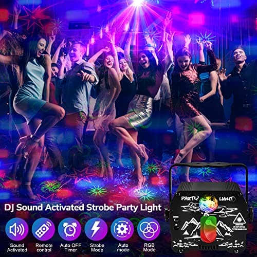 Party Lights, Disco Ball DJ Lights, RGB Strobe with Remote Control and Sound Activated Stage Light for Dance Wedding Club Halloween Christmas Decorations Karaoke Pub KTV Bar Birthday Gift Rave Show - Thumbnail 4