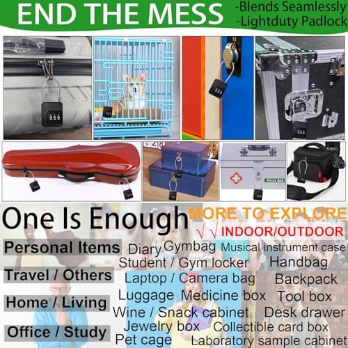 Bstsilver 2-Pack Combination Padlock Secure, Gym Locker Lock with 3-Digit for Luggage Backpack Toolbox Cabinet Sport Storage Gate Hasp, Long Cable Latch for Travel Office, Back to School Essential - Thumbnail 3