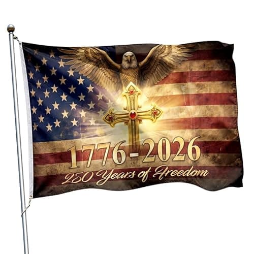 4th of July Decorations - 250 Anniversary USA Flag 3x5 Ft - Double Sided 3 Layer Outdoor Heavy Duty Patriotic Eagle Flag, 1776-2026 Independence Day Banner for Yard Home Indoor Outdoor - Image 1