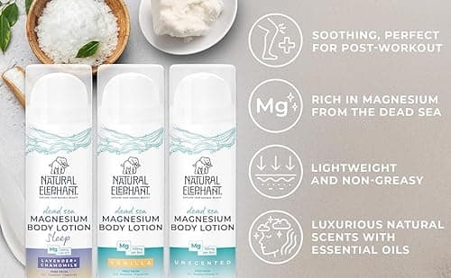 Natural Elephant Dead Sea Magnesium Lotion – Vanilla Scented Body Moisturizer | Topical Magnesium with Dead Sea Minerals – 5 oz (150 ml) - Thumbnail 3