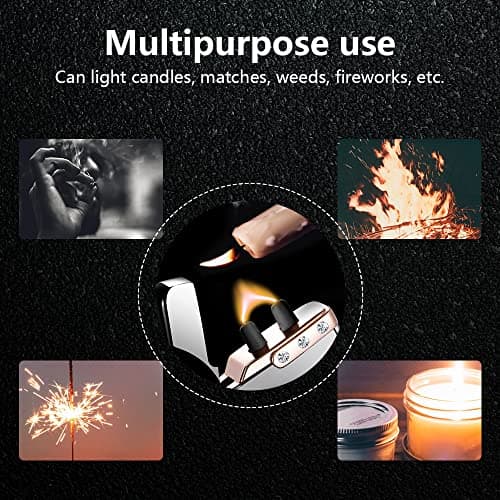 RSBYE Electric Lighters Rechargeable USB Windproof Flame Lighter Plasma Arc Electronic Lighter with LED Battery Indication for Outdoors Camping, Candles, Incense Stick (Ice Black) - Thumbnail 5