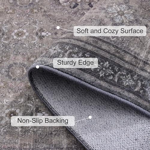 Vanmoos 5x7 Area Rugs for Living Room, Bedroom - Machine Washable, Non-Slip Bedside Rug, Large Soft Floor Carpet for Office, Dining Room, Farmhouse and Home Decor, Urban Luxe/Olive Brown - Thumbnail 6