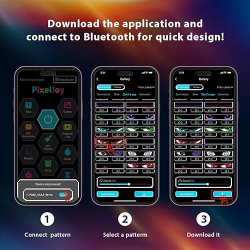 dalattin Devil Eyes Light for Windshield, 6.81"x2.75" High-Brightness USB LED Display, APP/Remote Control for Custom Text & Animation, Multi-Panel Sync for Cars Trucks SUVs, USB-Powered - Thumbnail 5