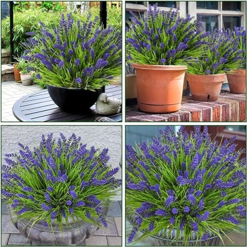 trytuny Artificial Plants Outdoor, 20PCS Lavender Artificial Flowers,Fake Plants Plastic Faux Flowers,UV Resistant Fake Flowers No Fade Faux Plastic Plants for Outdoor Planters for Home Garden - Thumbnail 5