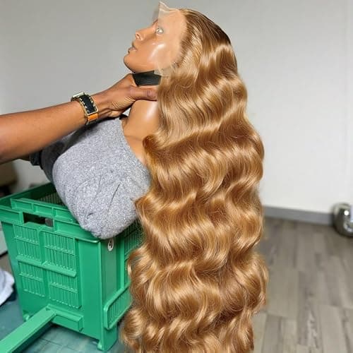 ROOMOOD 27# Ash Blonde Human Hair Lace Frontal Wig Body Wave 180% Density 13x6 Lace Front Wig Pre Plucked Natural Hairline for Women（26inch）