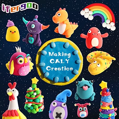 ifergoo Air Dry Clay Kit for Kids - 60 Colors Magic Modeling Clay, Ultra Light, Safe & Non-Toxic, DIY Art & Craft Molding Toy with Tools, Birthday&Christmas Gift for Age 3-12 Years Old Boys Girls - Thumbnail 5