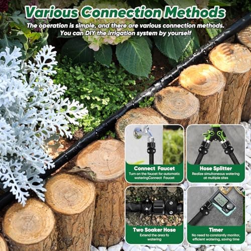 Tuzoc Soaker Hose 50 ft, Garden Hose With Drip Irrigation System, 1/2 Linkable Consistent Drip Irrigation Hoses, Leakproof Design Water Hose, Save 80% of Water for Garden, Farm, Orchard Plantation - Thumbnail 6