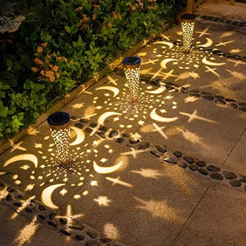 Go2garden Solar Lights Outdoor Decorative Stake Lights Waterproof with Moon Star for Patio, Pathway, Backyard, Outside Decorations, Lawn Ornaments,Garden Gifts (Copper, 6pack) - Thumbnail 4