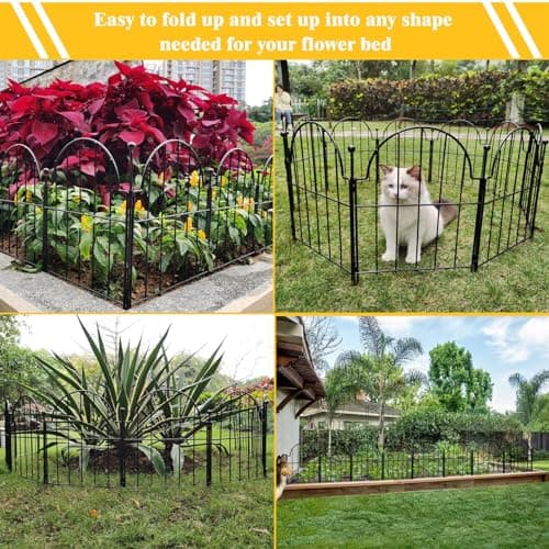 Blingluck Garden Fence, 22 in(H) x 10.83 ft(L) Arched Rustproof Metal No Dig Fence Garden Fence Border, Ground Stake Animal Barrier Fence for Rabbit Dog, Outdoor Decor for Yard & Patio - Thumbnail 5