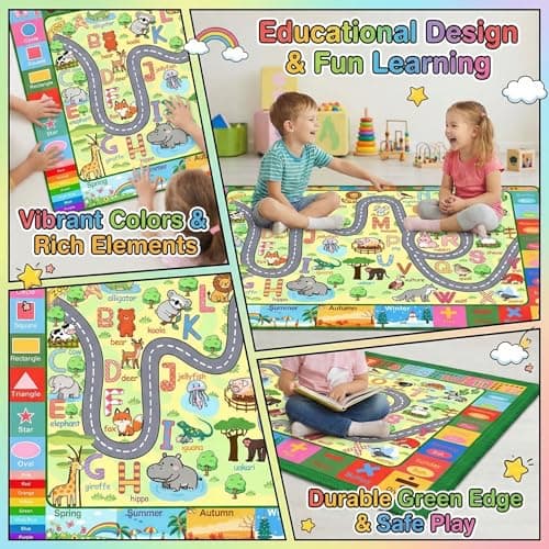 HBUFBUQ Educational ABC Area Rug 2.5x4 Feet Kids Rugs for Playroom Non Slip Alphabet Animals Numbers Shapes Floor Mat for Bedroom Nursery Classroom Boys Girls Learning Carpet - Thumbnail 4
