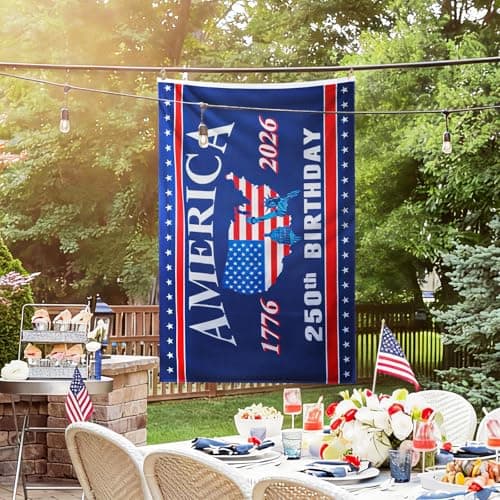 250th Anniversary American Flag - 3x5 Ft Double Sided 3 Layers Patriotic Flags - 4th of July Decorations Independence Day 250th Anniversary Flag for Indoor Outdoor Decoration - Thumbnail 4