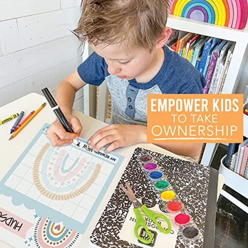 Hadley Designs Sticker Chart for Kids Behavior at Home - Sticker Reward Chart for Kids, Star Charts for Toddler, Star Charts for Good Behavior, Boho School Reward Stickers for Classroom Incentives - Thumbnail 4