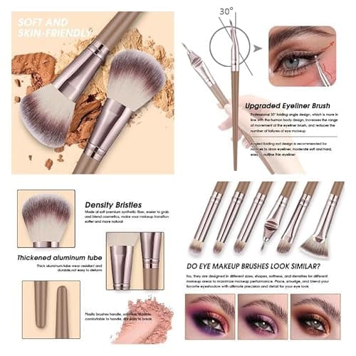 KUORYZAL Brown Makeup Brushes Set Professional 63Pcs with Case Premium Synthetic for Foundation Concealer Blush Eyeshadow Powder Contour Makeup Brush Kit Face Eye Make up Brushes & Tools - Thumbnail 3