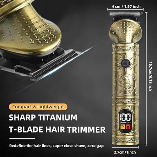 NuvaConx Trimmer Kit Professional Hair Clipper Zero Gapped T-Blade Electric Shaver Razor Nose Body Trimmer for Men Cordless Grooming Kit 4 in 1 - Thumbnail 5