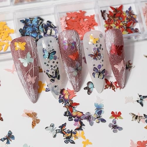 AIPULIDUO 600Pcs 3D Mixed Colorful Flower Nail Art Charms Sequins Decals Colorful Mixed Leaves Daisy Design Slice Nail Flowers Ultra Wood Pulp Flakes Sequins 3 - Thumbnail 4