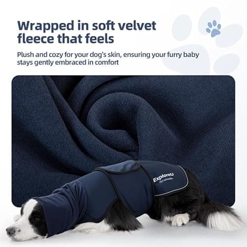 ExploreU Dog Anxiety Vest Skin-Friendly Thunder for Dogs, Dog Calming Shirt for Thunder, Fireworks, Vet Visits and Separation - Keep Pet Calm Without Medicine (Blue, M) - Thumbnail 4