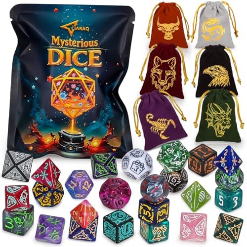CiaraQ Polyhedral Dice Set - DND Role Playing Dice for Dungeons and Dragons RPG Table Games, Random Color, 7pcs - Image 1