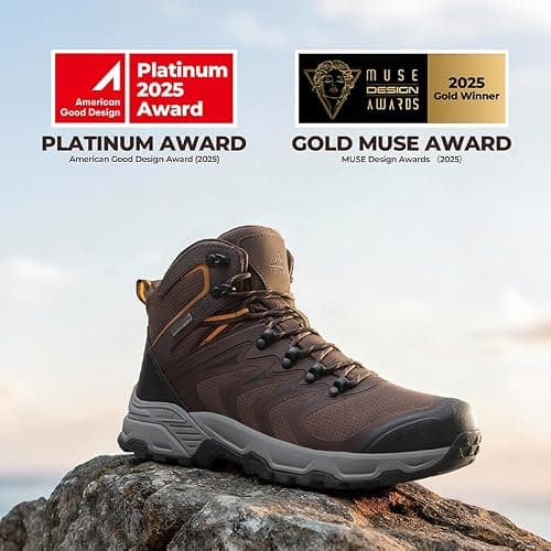 NORTIV 8 Men's Waterproof PRO Hiking Boots Outdoor Lightweight Non-Slip Arch Support Trekking Camping Ankle Boots Armadillo 3.0,Size 13,Brown,NMUMHB2508 - Thumbnail 3