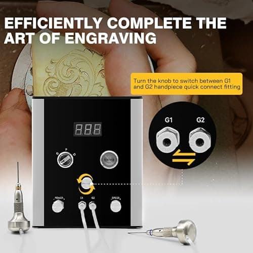 Katway Air-Free Pneumatic Engraving Machine - Dual-Head Pneumatic Impact Engraver for Jewelry and Metal Crafting, Jewelry Making Engraving Machines & Tools AT03 (Black) - Thumbnail 4