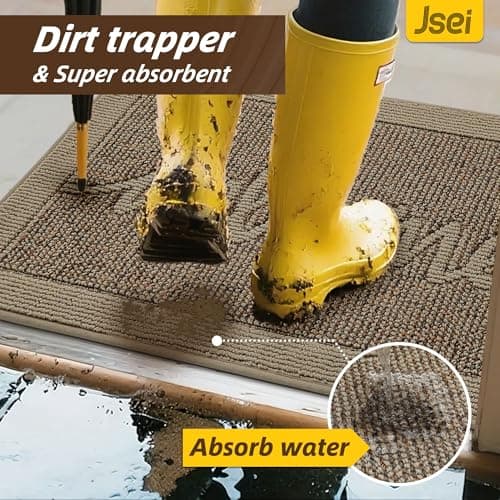 JSEI Door Mat 24"x 36",Absorbent Dirt Welcome Mat,Non-Slip Entryway Rugs Washable Indoor Entrance Mats,Low Profile Floor Mat for Entryway and Front Back Door,Beige - Thumbnail 5