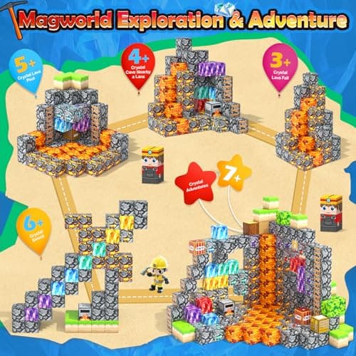 100PCS Magnetic Blocks Building Toys, STEM Learning Sensory Toys for Kids Age 3-5 4-8 5-7 8-12, Gem Cave Adventure Mine Magnet World Craft, Christmas Game Gift for for 3+ Years Old Boys Girls(0.8") - Thumbnail 5