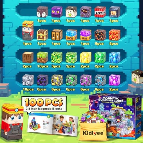 Magnetic Blocks - Build Mine Magnet World Set, STEM Magnetic Building Blocks for Kids Ages 4-6 6-8 8-13, Montessori Sensory Toys for Toddlers, Birthday Toys Gifts for 3+ Years Old Boys & Girls - Thumbnail 5