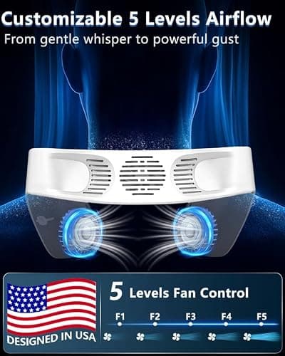 Neck Fan with Cooling Plate,Portable Neck Fans that Blow Cold Air Rechargeable Battery Powered Air Conditioner,Bladeless Wraps Body Ac, Wear Around the Neck Coolers for Extremely Hot Weather White - Thumbnail 3