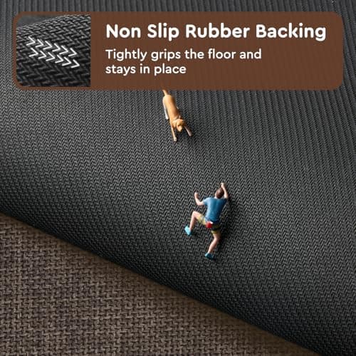 tchdio Kitchen Mats for Floor, Rubber Backed Kitchen Rugs Non Slip Washable, Superior Absorbent Kitchen Runner Rug Easy to Clean, Comfort Kitchen Floor Mat Front of Sink (Brown, 20" × 47") - Thumbnail 2