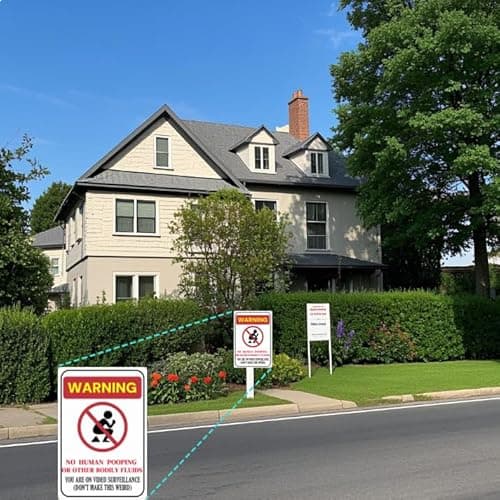 Carastora Humorous Surveillance Yard Sign - "No Human Waste or Bodily Fluids" Message - For Home or Business Security - UV Resistant, Weatherproof, Easy to Install, 12x8 in. - Thumbnail 2