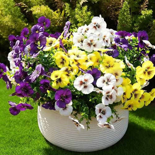 Fanfantoey 20Pcs Artificial Flowers for Outdoors, UV Resistant Fake Flowers Silk Pansy Outside Decoration,Faux Silk Flowers Fake Plants Spring Flowers Porch Yard Patio Home Decor(3, Mixed) - Image 1
