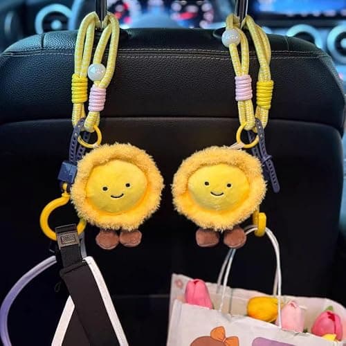 XUPEIXUN Car Seat Headrest Hook 2 Pack Hooks Hanger Storage Organizer Universal for Handbag Purse Coat, Cute Car Accessories for Women (lemon) - Thumbnail 6