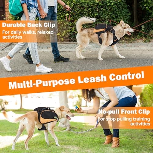Dog Backpack Harness with Non-Slip Handle, Height-Adjustable Side Pockets Tactical Saddle Bag for Dogs, Lightweight Backpack for Dogs Hiking Walking Training, D-Ring Leash Attachment (30-55LB) - Thumbnail 6