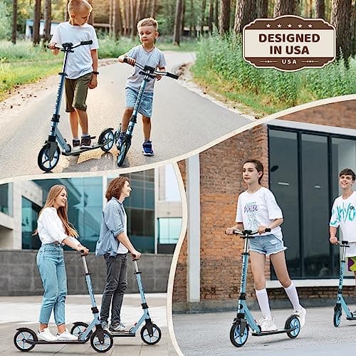 WAYPLUS Kick Scooter for Kids and Teens, Blue, 8-Inch, Foldable, Lightweight, Safety Features, Smooth Ride, Adjustable Height - Thumbnail 5