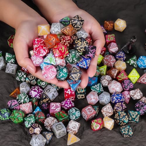 CiaraQ DND Dice Sets- 26 X 7 Polyhedral Dice (182pcs) with a Large Drawstring Bag, Multi-Color Engraved Gaming Dice for Dungeons and Dragons, Role Playing Table Game. - Thumbnail 4