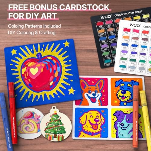 WUO 36 Colors Acrylic Paint Markers, Automatic Ink Control Brush Tip Pens, Water-Based No-Bleed Markers for Rock, Canvas, Wood, Glass, Ceramic, and DIY Art Supplies - Thumbnail 2