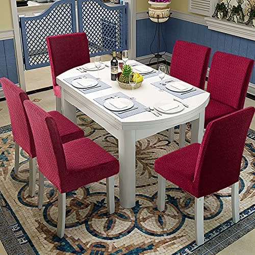 Genina Waterproof Chair Covers for Dining Room Set of 4 Kitchen Chair Covers Parson Dining Chair Slipcover,Wine Red - Thumbnail 2