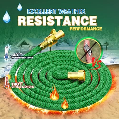 Non-Expandable Garden Hose 25ft, Flexible Water Hose with High-Density Fabric & Leak-Proof Metal Interface, Kink Resistant Wearproof Water Pipe for Gardening, Car Wash, Lawn, Yard - Thumbnail 4
