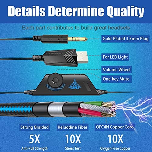 BENGOO G9000 Stereo Gaming Headset for PS4 PC Xbox One PS5 Controller, Noise Cancelling Over Ear Headphones with Mic, LED Light, 7.1 Surround Sound, Soft Memory Earmuffs for Nintendo Xbox Series X|S - Thumbnail 5