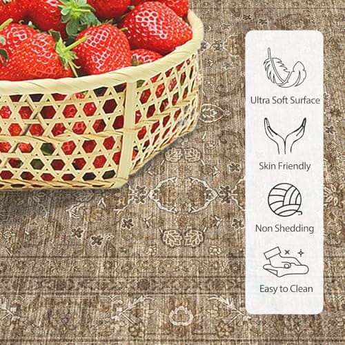 HiChiclife Runner Rug, Traditional Vintage Long Rug for Hallway Kitchen,2'x 8' Brown - Thumbnail 2