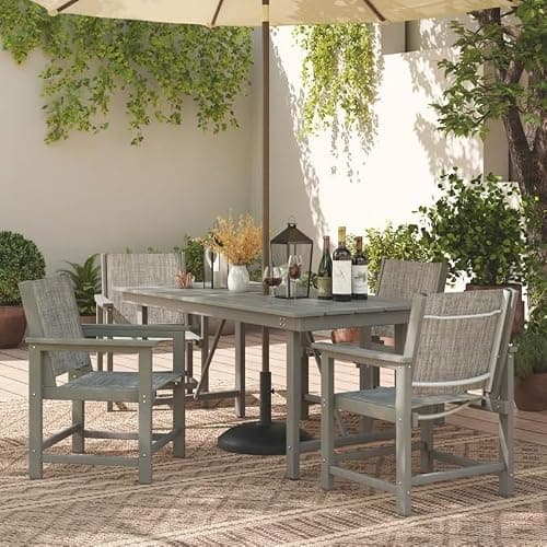 UDPATIO HDPE Outdoor Dining Table Heavy Duty All-Weather Resistant with Umbrella Hole Furniture for Patio, Poolside, Deck, Garden, Porce, Kitchen, Room,Light-Grey,1Table - Thumbnail 2