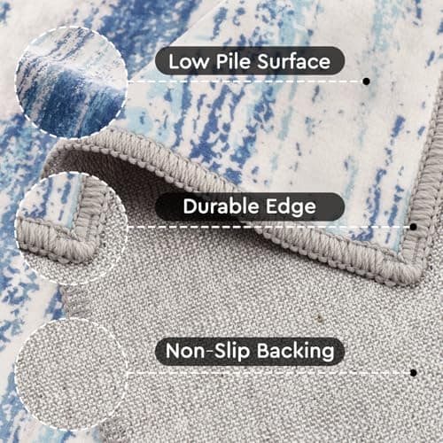 tchdio 5x7 Area Rugs for Living Room, Machine Washable Rug Modern Abstract Area Rug, Non Slip Rugs for Bedroom Rug, Soft Indoor Carpet for Living Room Office Dorm, Blue - Thumbnail 3