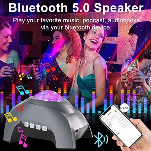 CIMELR Star Projector, Northern Galaxy Aurora Lights Projector with 33 Light Effects Bluetooth Speaker & White Noise, Remote Control Night Light for Bedroom, Room Decor, Gift for Kids Adults (Grey) - Thumbnail 4