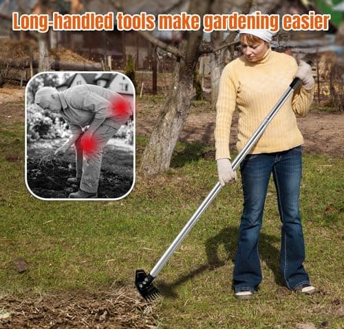 ATLRGISL Weed Puller Tool with Long Handle, Manual Weed Remover Tool, 2 in 1 Weed Rake&Grabber and Garden Hoe, Dandelion Gardenia Heavy Duty Uprooting Tool for Yard, Lawn and Garden, 58Inch - Thumbnail 5