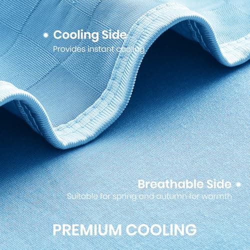 Topcee Cooling Blanket Throw- 50"x60" Summer Cooling Throw Blanket for Hot Sleepers Arc-Chill Q-Max >0.45 Cool Fiber for Night Sweats, Soft Lightweight Sofa Blankets for Kid Adults - Thumbnail 5