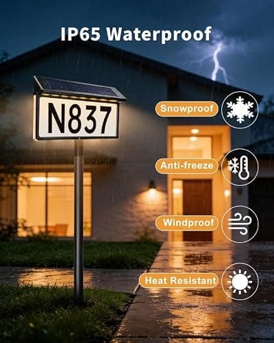 BRIMAX Solar Powered Address Sign,3 Color Modes,Upgraded Side-Lit LED Sign - Thumbnail 5