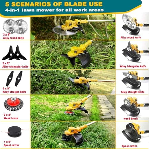 YEXLXLN Weed Wacker Cordless for Dewalt 20V MAX Battery, 4-in-1 Electric Weed Wacker, Weed Eater with 5 Types of Blades, for Lawn, Yard and Bush Trimming (No Battery) - Thumbnail 2