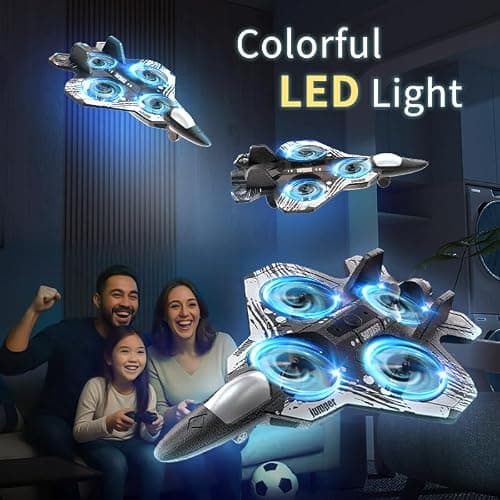 XOS Remote Control Foam Airplane Drone RC Stunt Plane RC Fighter Jet with LED Light, 360° Flip, 9 Functions for Kids Adults Boys Gifts - Thumbnail 6