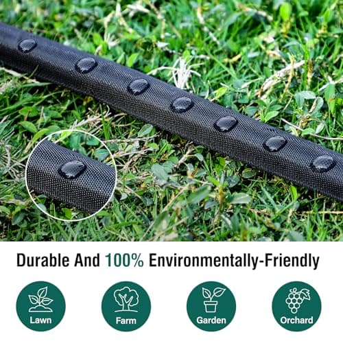 Soaker Hose - Flat Soaker Hose 100FT for Garden Beds, Water Garden Soaker Hose Linkable Consistent Drip Irrigation Hose Save 83% Water - Thumbnail 5